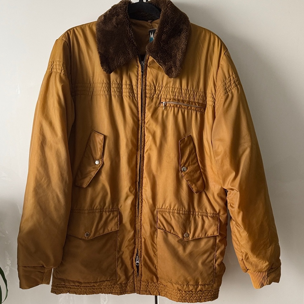Vintage Matterhorn lightweight puffer windbreaker with fur collar cognac Medium
